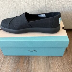 Toms Black Canvas Slip-On with Aqua Heel Tab